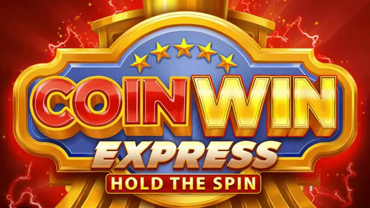 Interface do jogo de slot Coin Win Express com tema de trem e moedas